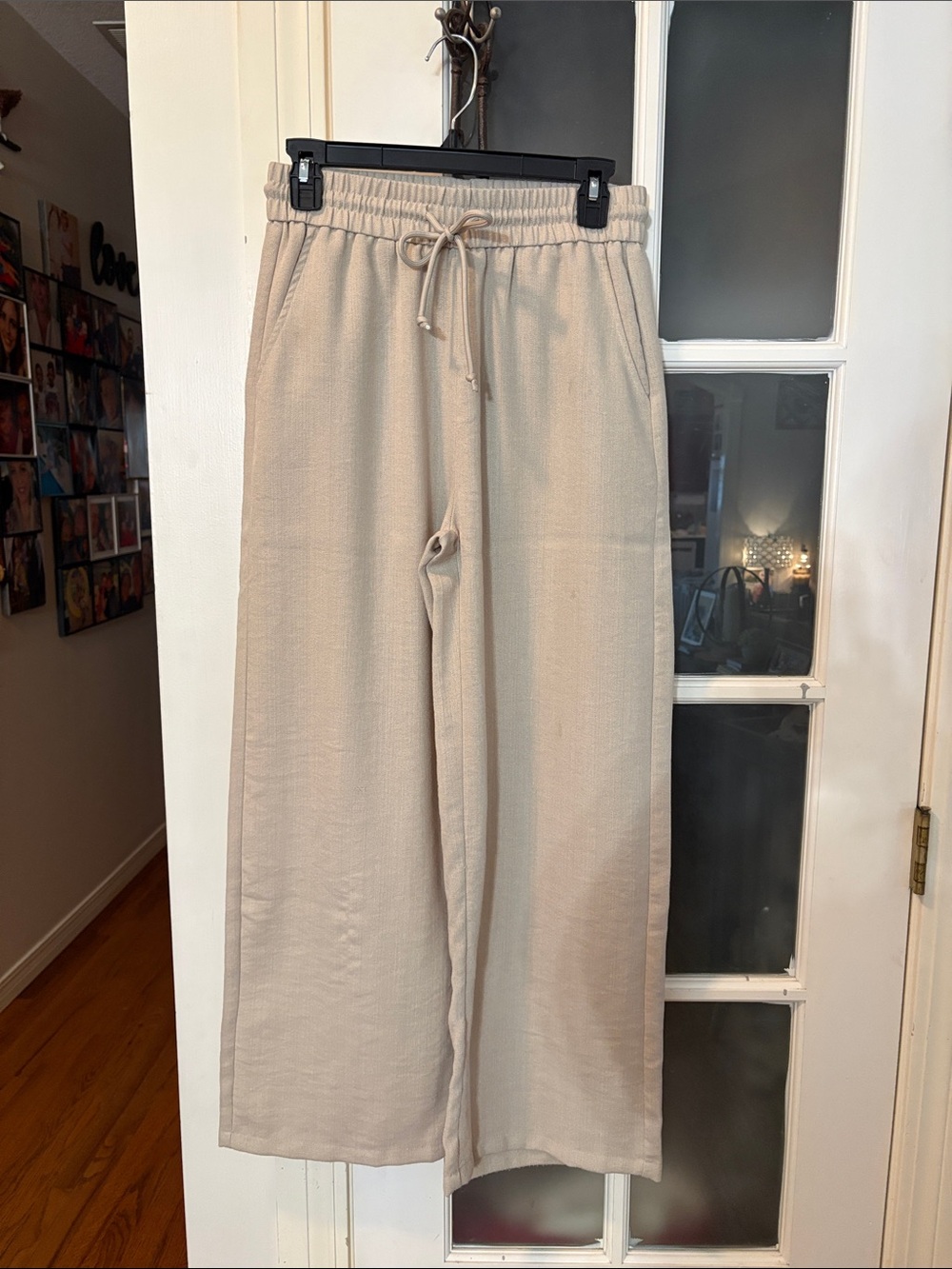 HALARA women’s Wide-Leg Drawstring Sweatpants in Beige